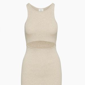 Wilfred Free - Cut-Out Knit Tank Mini Dress - Heather Bone